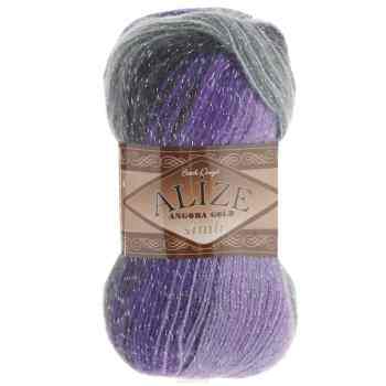 Пряжа для вязания Alize "Angora Gold Batik. Simli", цвет: белый, черный, фиолетовый (4306), 500 м, 100 г, 5 шт