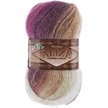 Пряжа для вязания Alize "Angora Gold Batik. Simli", цвет: белый, бежевый, фуксия (3930), 500 м, 100 г, 5 шт