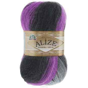 Пряжа для вязания Alize "Angora Gold Batik", цвет: светло-серый, серый, фуксия (4308), 500 м, 100 г, 5 шт