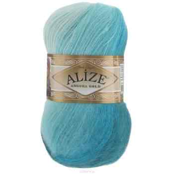 Пряжа для вязания Alize "Angora Gold Batik", цвет: белый, бирюзовый, темно-синий (1892), 550 м, 100 г, 5 шт