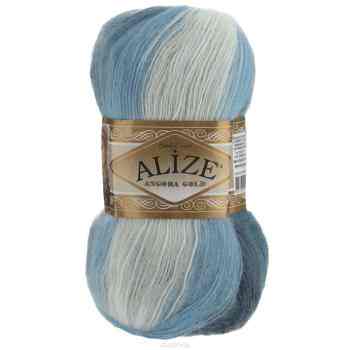 Пряжа для вязания Alize "Angora Gold Batik", цвет: белый, темно-синий, синий (1899), 550 м, 100 г, 5 шт