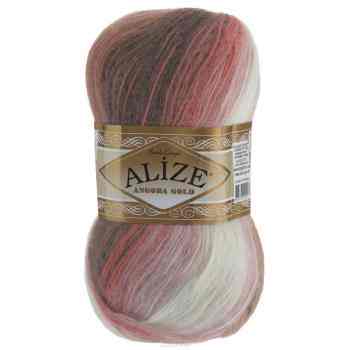 Пряжа для вязания Alize "Angora Gold Batik", цвет: белый, розовый, коричневый (4339), 550 м, 100 г, 5 шт