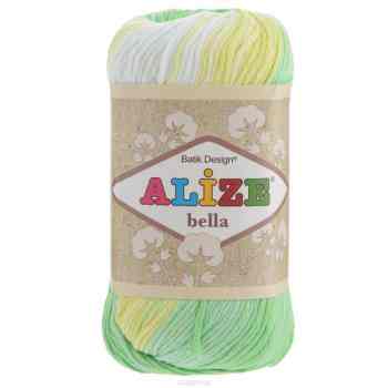 Пряжа для вязания Alize "Bella batik", цвет: белый, желтый, зеленый (2131), 180 м, 50 г, 5 шт