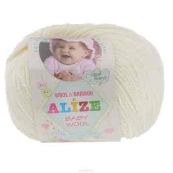 Пряжа для вязания Alize "Baby Wool", цвет: молочный (62), 175 м, 50 г, 10 шт