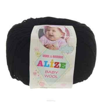 Пряжа для вязания Alize "Baby Wool", цвет: черный (60), 175 м, 50 г, 10 шт