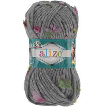 Пряжа для вязания Alize "Flower", цвет: молочный, зеленый, фиолетовый (5073), 80 м, 100 г, 5 шт