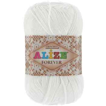 Пряжа для вязания Alize "Forever", цвет: белый (55), 300 м, 50 г, 5 шт