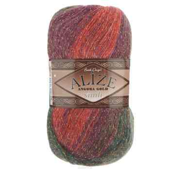 Пряжа для вязания Alize "Angora Gold Batik. Simli", цвет: зеленый, красный, коричневый (3368), 500 м, 100 г, 5 шт