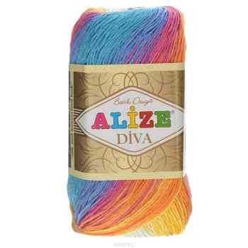 Пряжа для вязания Alize "Diva. Batik Design", цвет: белый, голубой, розовый, оранжевый, 350 м, 100 г, 5 шт