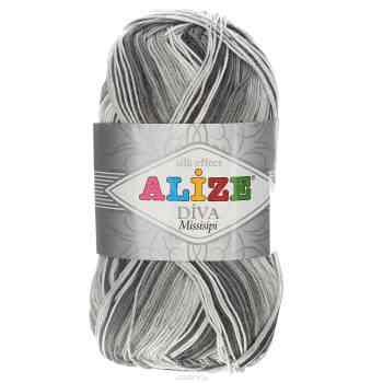 Пряжа для вязания Alize "Diva. Missisipi", цвет: белый, серый, черный (3730), 350 м, 100 г, 5 шт