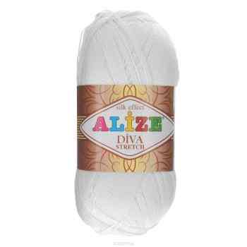 Пряжа для вязания Alize "Diva Stretch", цвет: белый (55), 400 м, 100 г, 5 шт