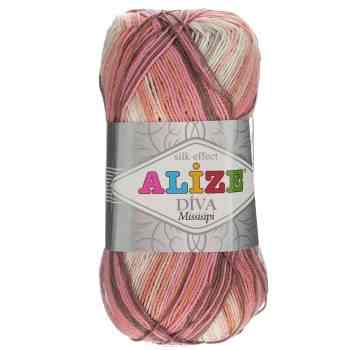 Пряжа для вязания Alize "Diva. Missisipi", цвет: розовый, бежевый, коричневый (3732), 350 м, 100 г, 5 шт