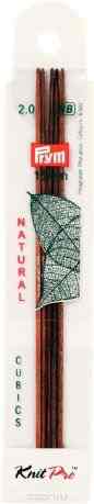 Спицы чулочные Prym "Natural Cubics", деревянные, прямые, диаметр 2 мм, длина 15 см, 5 шт