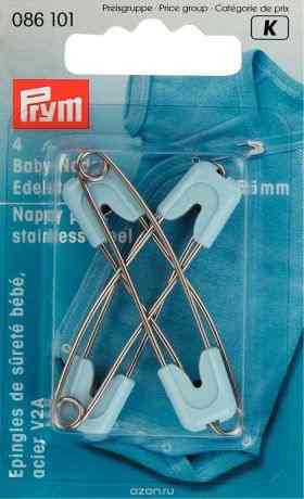 Булавки "Prym", с двойной застежкой, цвет: голубой, 55 мм, 4 шт