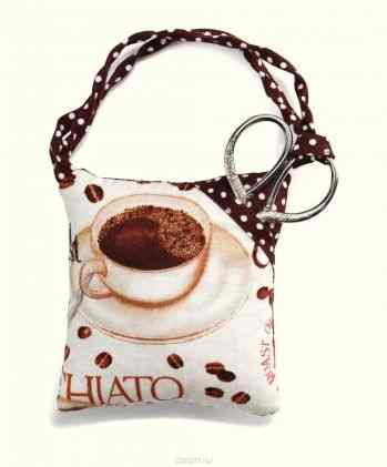 Игольница Prym "Coffee" с ножницами, 10 х 9,5 х 4 см