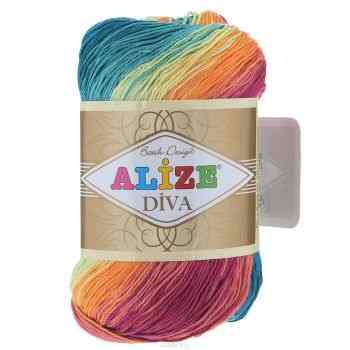 Пряжа для вязания Alize "Diva. Batik Design", цвет: бирюзовый, светло-желтый, розовый (4572), 350 м, 100 г, 5 шт