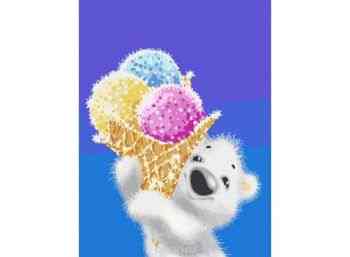 Набор для вышивания крестом Белоснежка "Медвежонок с мороженым", 25 см х 27 см