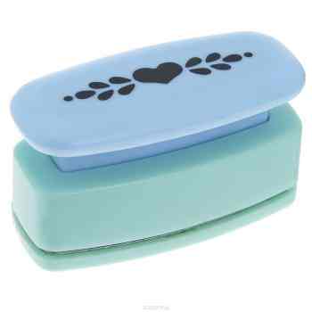 Дырокол фигурный Астра "Сердце", для края, цвет: голубой, салатовый, №3