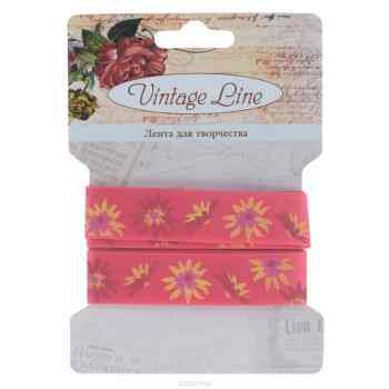 Лента декоративная "Vintage Line", цвет: розовый, ширина 1,6 см, длина 1 м. 7709304