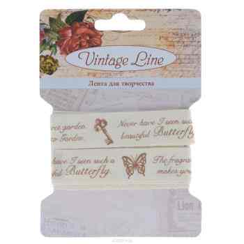 Лента декоративная "Vintage Line", цвет: белый, ширина 1,6 см, длина 1 м. 7709269