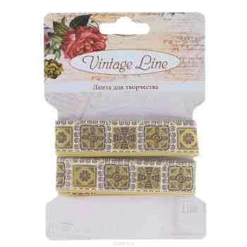 Лента декоративная "Vintage Line", цвет: золотистый, ширина 1,6 см, длина 1 м. 7709305