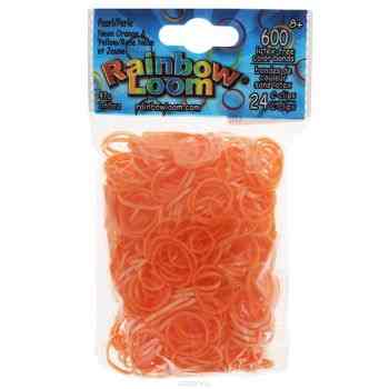 Резиночки безлатексные Rainbow Loom "Pearl", с клипсами, цвет: морковный, оранжевый, 600 шт