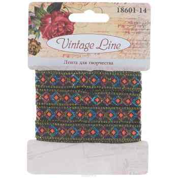 Лента декоративная "Vintage Line", цвет: черный, 1 см х 200 см. 7709662
