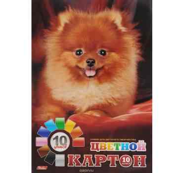 Картон цветной Hatber "Пушистый щенок", 10 цв, формат А4