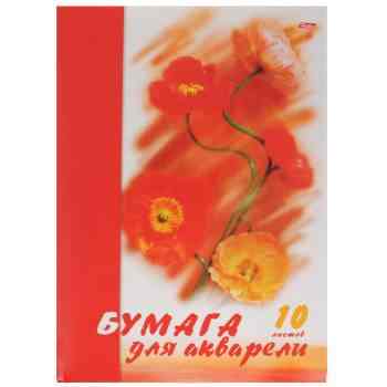 Набор бумаги для акварели Hatber "Цветы", 10 листов, формат А4