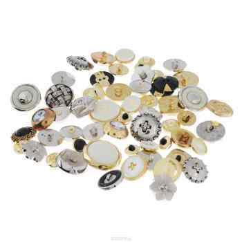 Пуговицы декоративные Buttons Galore & More "Haberdashery Buttons", цвет: золотой, серебряный, 115 г