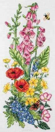 Набор для вышивания Anchor "Countryside Floral" /Деревенские цветы/ 32*14см (состав: канва Aida 14, цветная схема, нитки Anchor, игла, инструкция), счетный крест