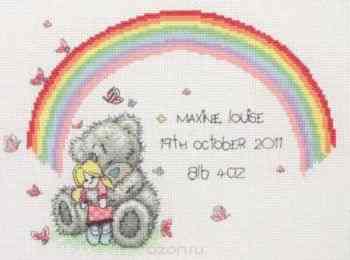 Набор для вышивания крестом Anchor "Rainbow Birth Sampler", 25 х 20 см
