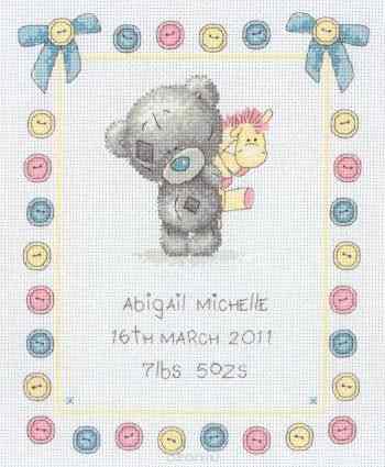 Набор для вышивания крестом Anchor "Tiny Tatty Birth Sampler", 25 х 20 см