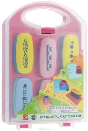 Набор фигурных дыроколов "Белоснежка", цвет: розовый, прозрачный, 7 предметов