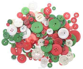 Пуговицы декоративные Buttons Galore & More "Рождественский набор", цвет: зеленый, белый, красный