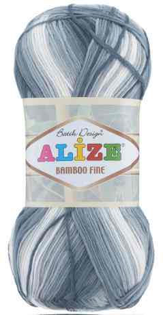 Пряжа для вязания Alize "Bamboo Fine", цвет: белый, серый (2905), 440 м, 100 г, 5 шт
