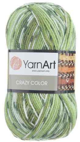 Пряжа для вязания YarnArt "Crazy Color", цвет: зеленый, белый (115), 260 м, 100 г, 5 шт