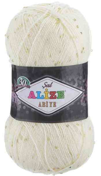 Пряжа для вязания Alize "Sal Abiye", цвет: кремовый (01), 410 м, 100 г, 5 шт