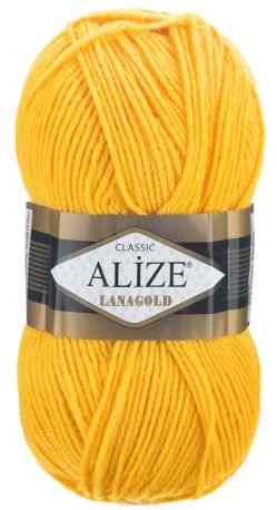 Пряжа для вязания Alize "Lanagold", цвет: ярко-желтый (216), 240 м, 100 г, 5 шт