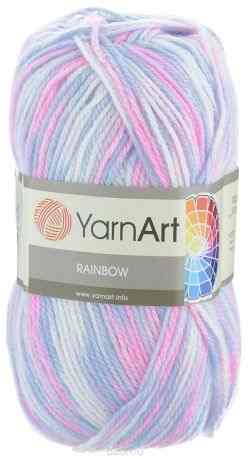 Пряжа для вязания YarnArt "Rainbow", цвет: белый, голубой, розовый (0169), 310 м, 100 г, 5 шт