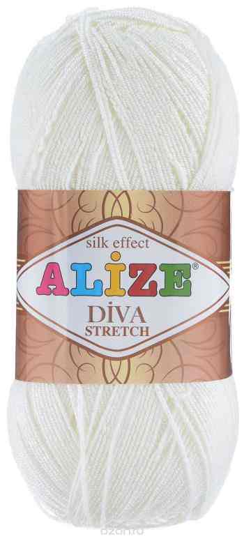 Пряжа для вязания Alize "Diva Stretch", цвет: кремовый (62), 400 м, 100 г, 5 шт
