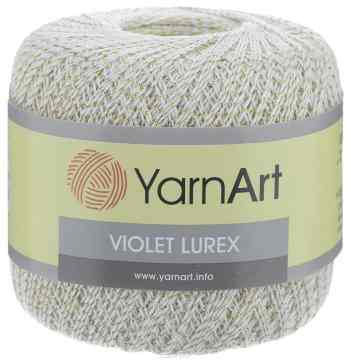 Пряжа для вязания YarnArt "Violet Lurex", цвет: белый, золото (2000), 270 м, 50 г, 6 шт