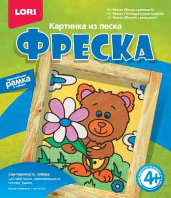 Lori Набор для создания картины из цветного песка Мишка с ромашкой