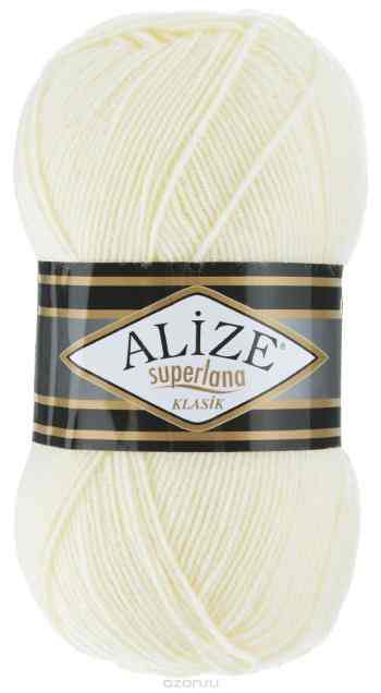 Пряжа для вязания Alize "Superlana Klasik", цвет: кремовый (1), 280 м, 100 г, 5 шт