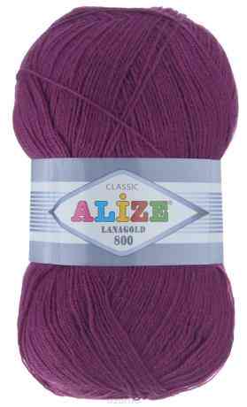 Пряжа для вязания Alize "Lanagold 800", цвет: баклажан (50), 800 м, 100 г, 5 шт