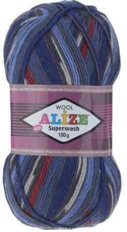 Пряжа для вязания Alize "Superwash", цвет: синий, голубой, красный (4720), 420 м, 100 г, 5 шт