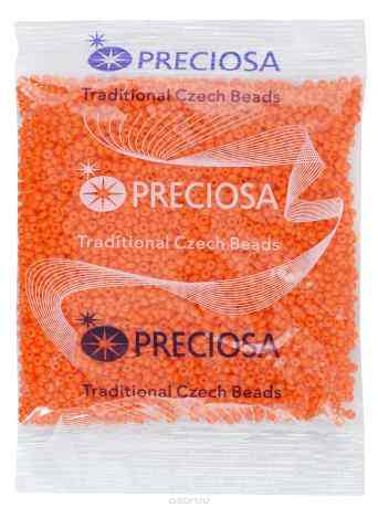 Бисер Preciosa "Ассорти", непрозрачный, цвет: ярко-оранжевый (18), 50 г. 163142