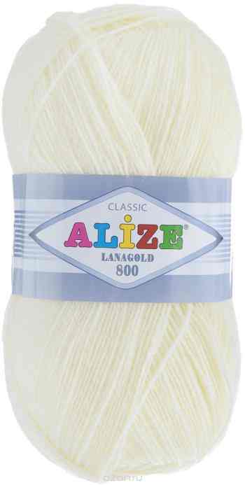 Пряжа для вязания Alize "Lanagold 800", цвет: кремовый (1), 800 м, 100 г, 5 шт