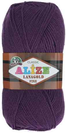 Пряжа для вязания Alize "Lanagold Fine", цвет: темно-фиолетовый (111), 390 м, 100 г, 5 шт