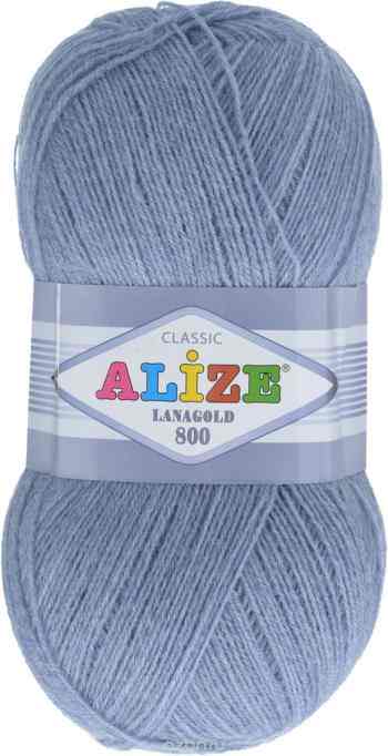 Пряжа для вязания Alize "Lanagold 800", цвет: светло-джинсовый (221), 800 м, 100 г, 5 шт